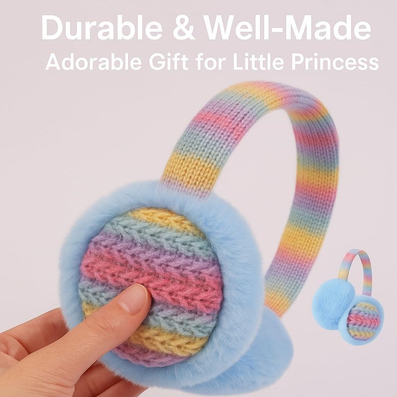 BUTITNOW Winter Knit EarMuffs for Kids Warm Furry Girls Ear Muffs Plush Toddler Ear Warmers Outdoor Ear Covers - Image 4